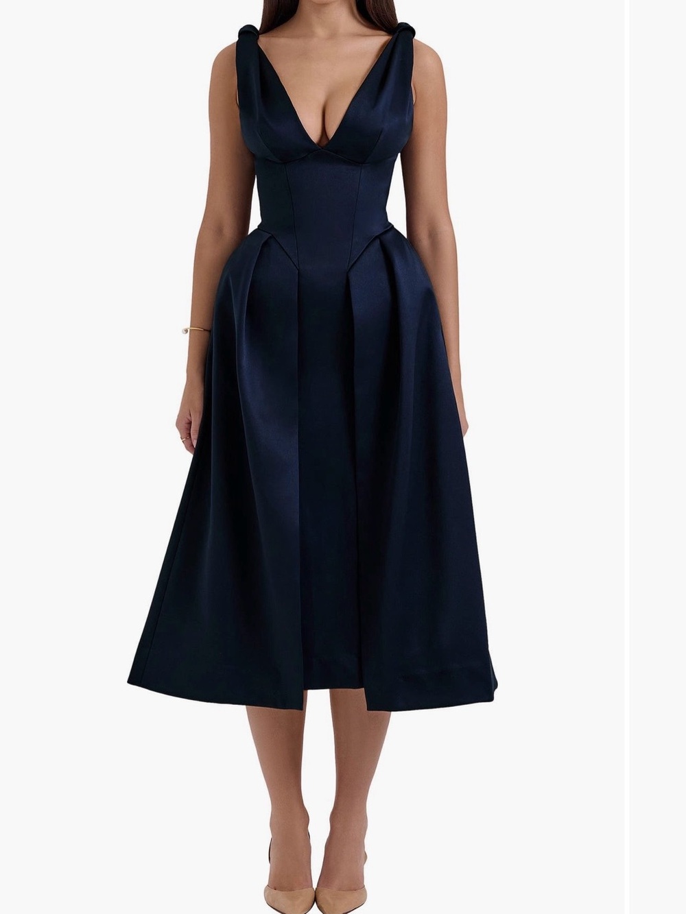 House of CB Navy Plunge Midi Dress - Picture 3 of 4